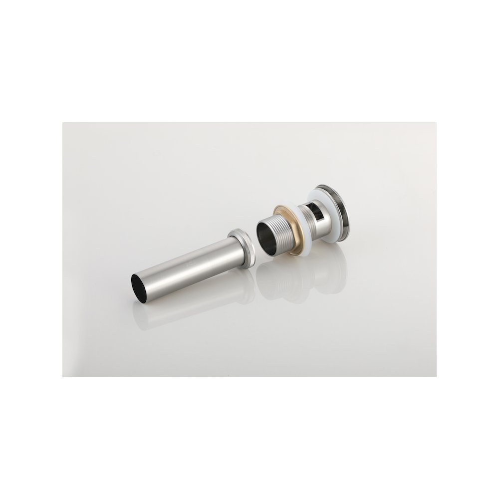 Pop-up bathroom sink drain with overflow in Brushed Nickel. Picture 2