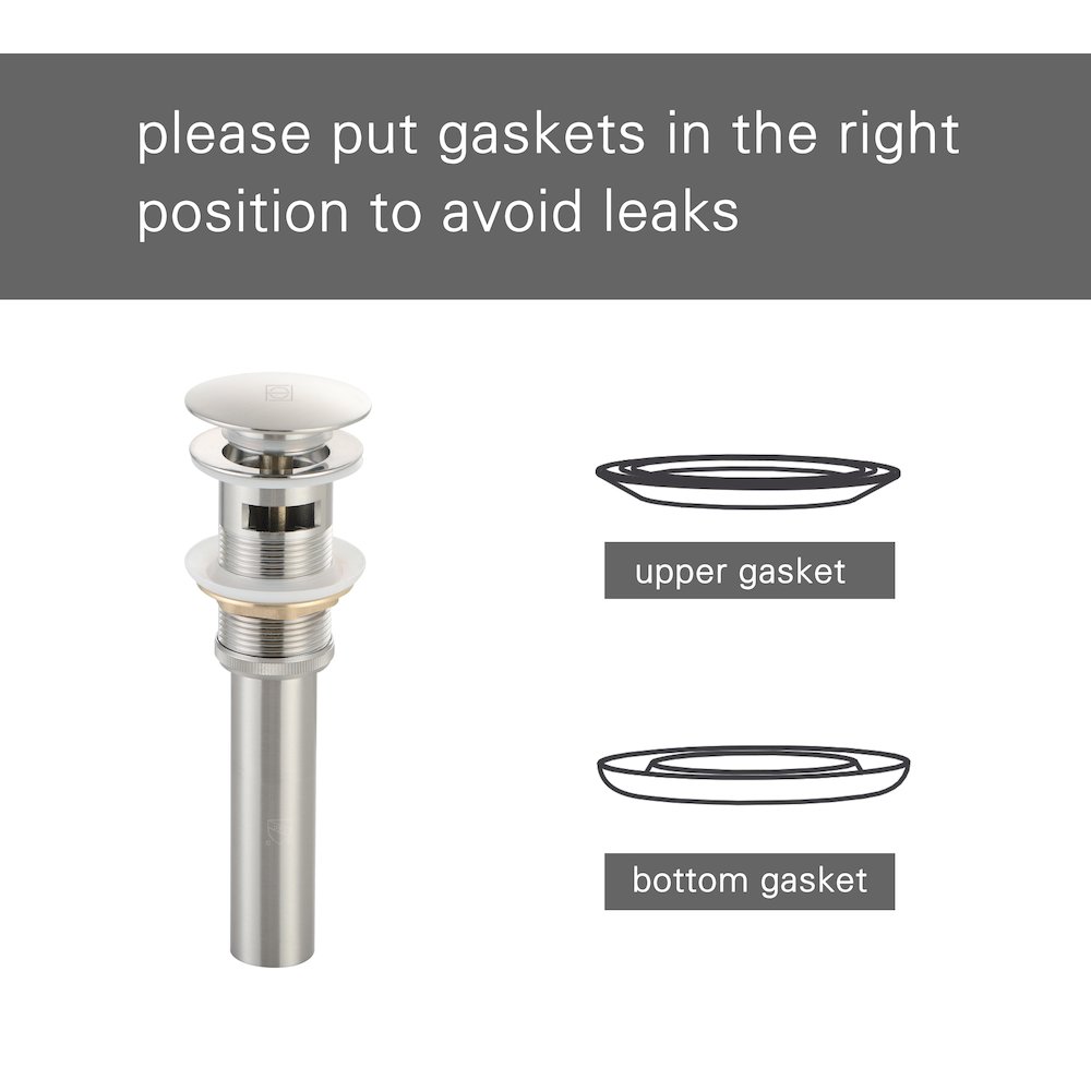 Pop-up bathroom sink drain with overflow in Brushed Nickel. Picture 4