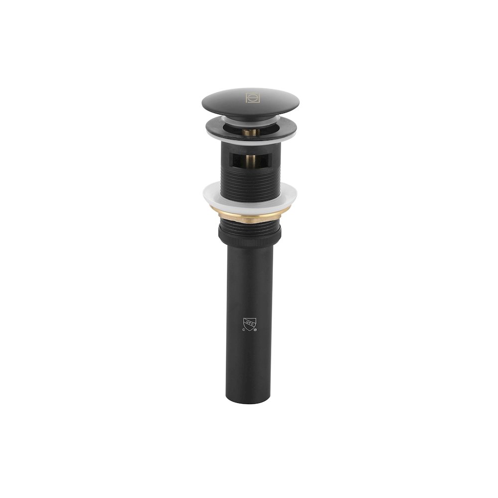 Pop-up bathroom sink drain with overflow in Matte Black. Picture 1