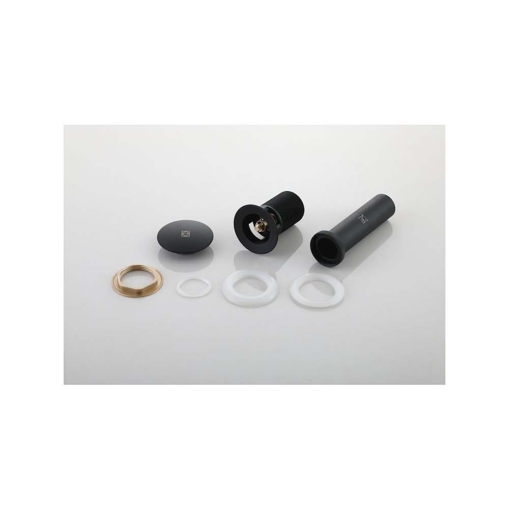 Pop-up bathroom sink drain with overflow in Matte Black. Picture 3