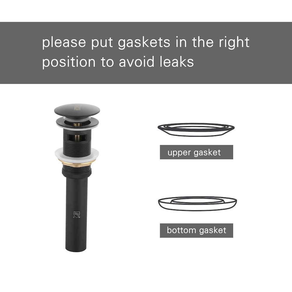 Pop-up bathroom sink drain with overflow in Matte Black. Picture 4