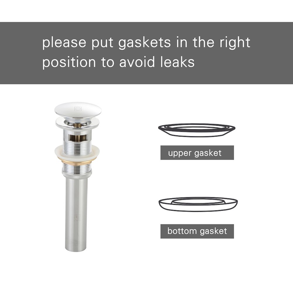 Pop-up bathroom sink drain with overflow in Polished Chrome. Picture 4