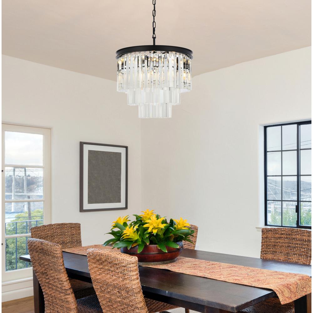 Sydney 9 light Matte Black Chandelier Clear Royal Cut Crystal. Picture 8