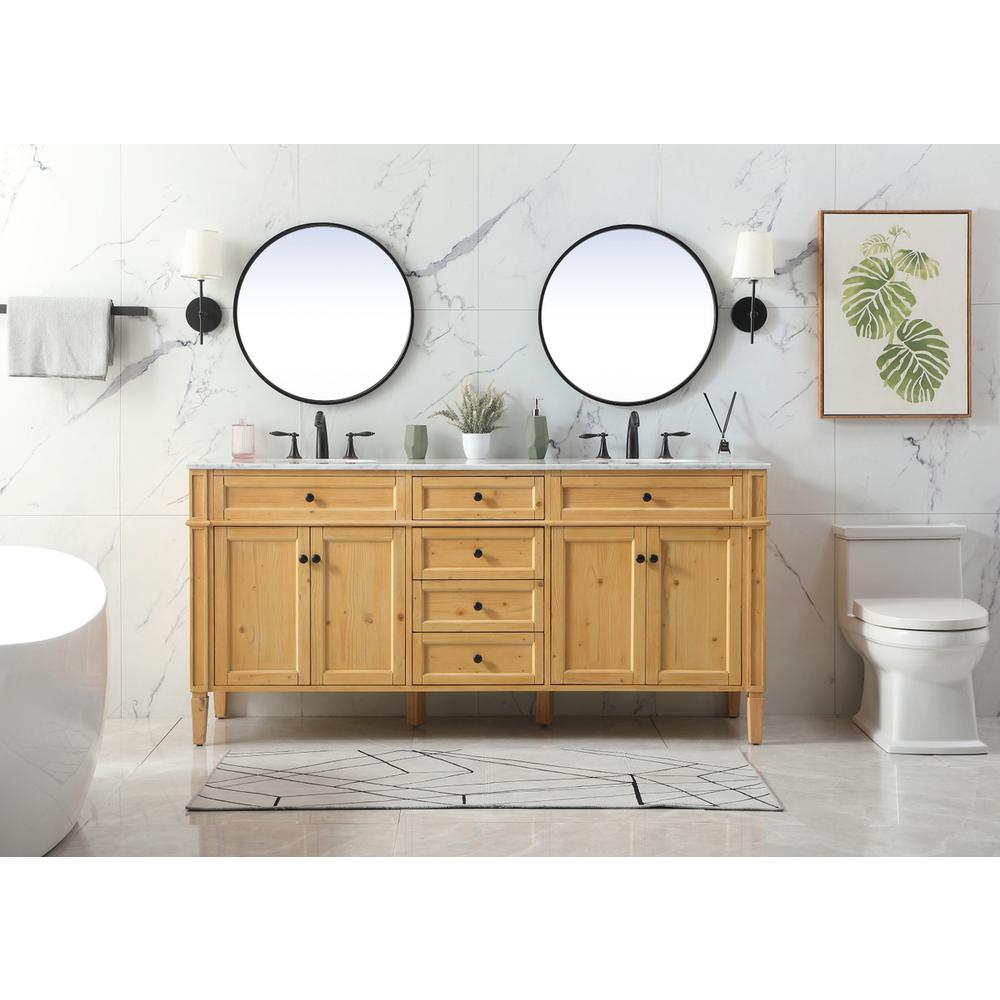 72 inch double bathroom vanity in natural wood. Picture 4