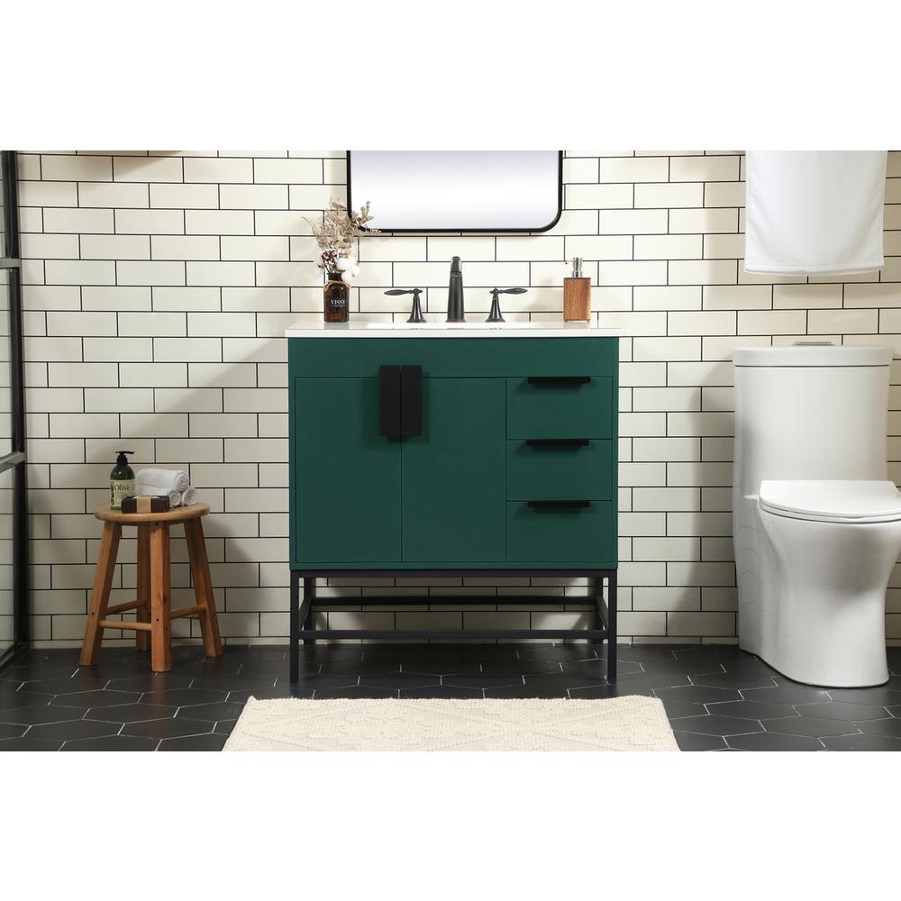 32 inch Single bathroom vanity in green. Picture 14