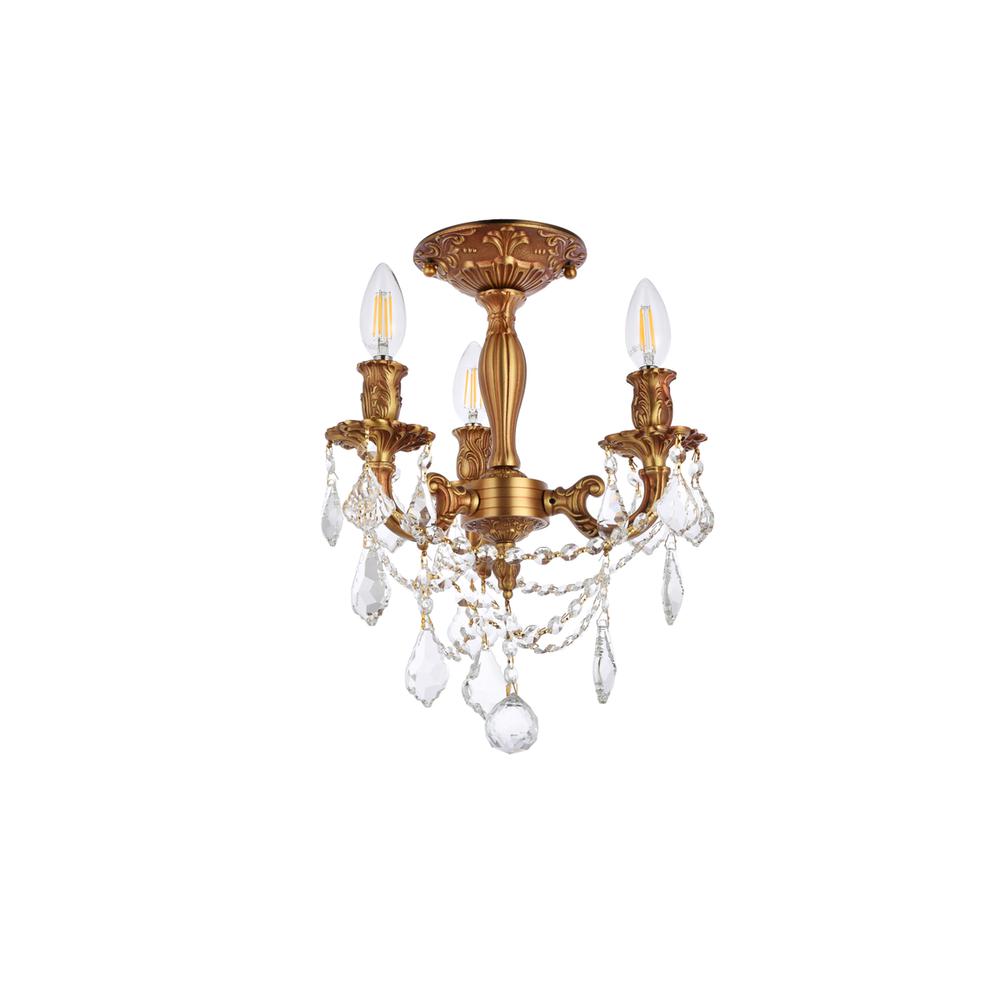 Rosalia 3 light French Gold Flush Mount Clear Royal Cut Crystal. Picture 6