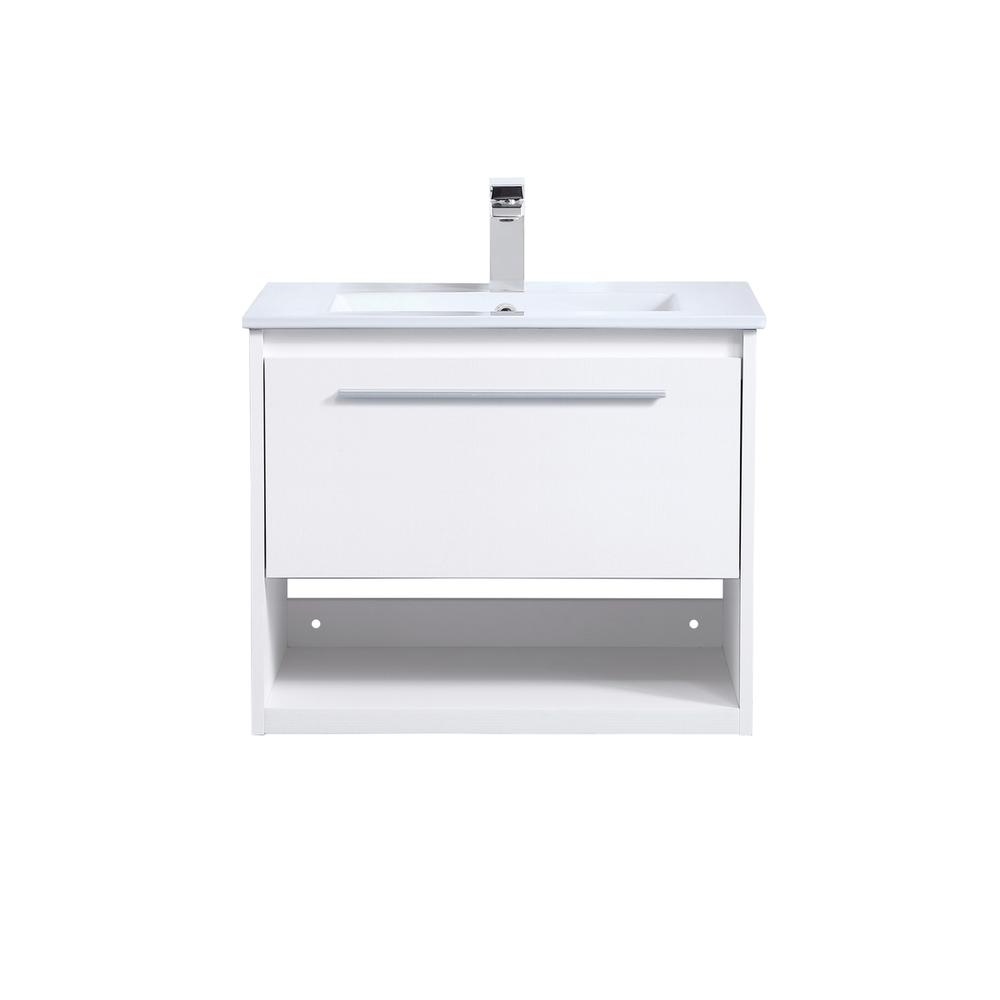 24 inch  Single Bathroom Floating Vanity in White. Picture 1