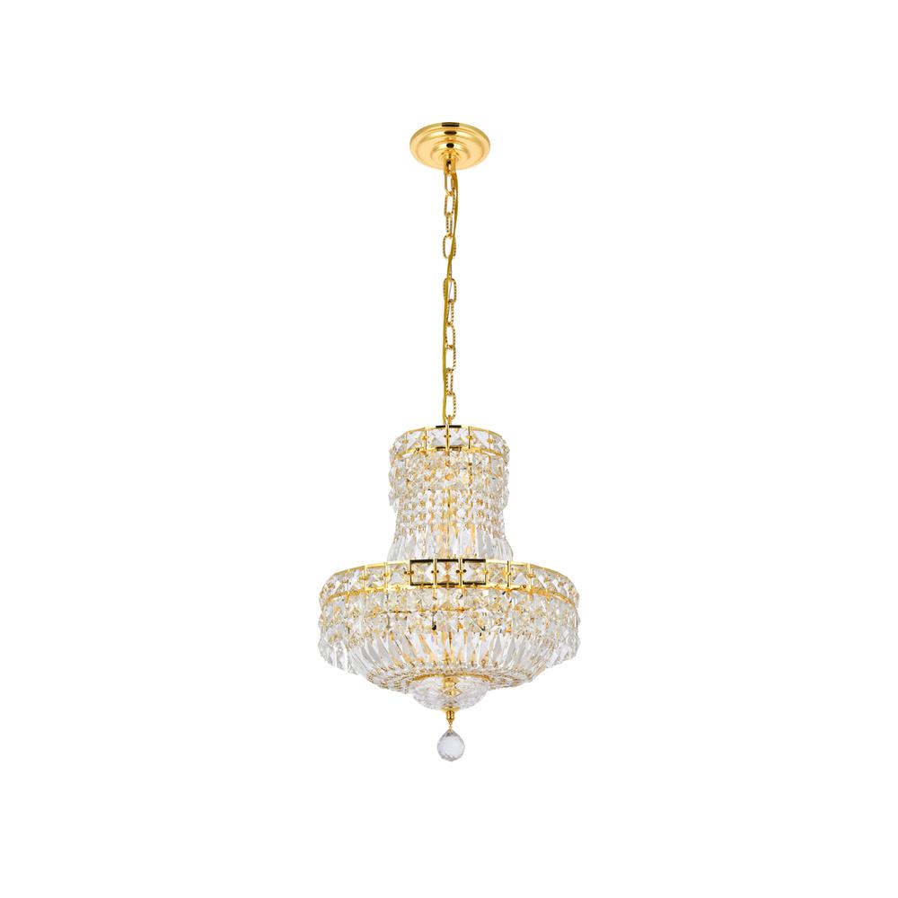 Tranquil 6 light Gold Pendant Clear Royal Cut Crystal. Picture 6