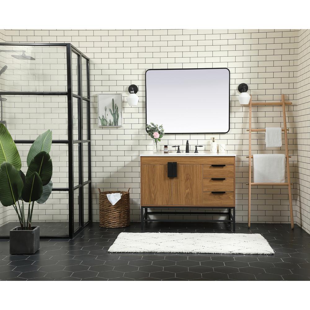 42 inch Single bathroom vanity in walnut brown. Picture 4