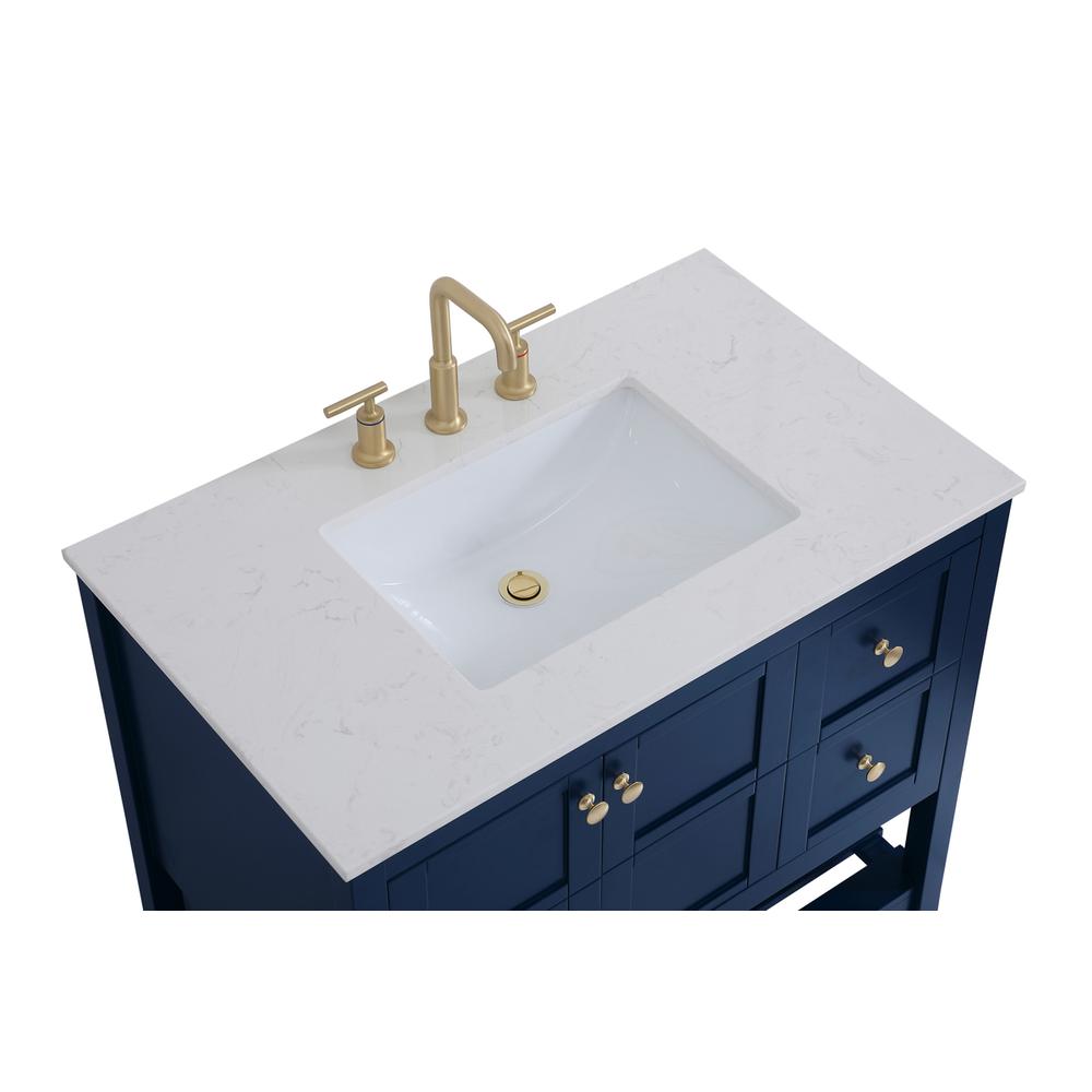 36 inch Single Bathroom Vanity in Blue. Picture 10