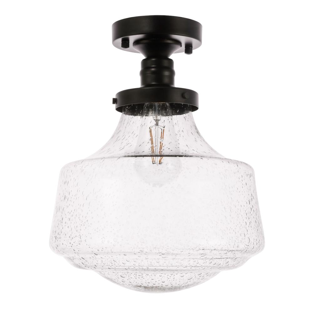 Lyle 1 light Black and Clear seeded glass Flush mount. Picture 4