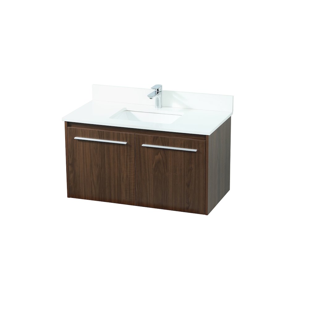 36 Inch Single Bathroom Vanity In Walnut With Backsplash. Picture 9
