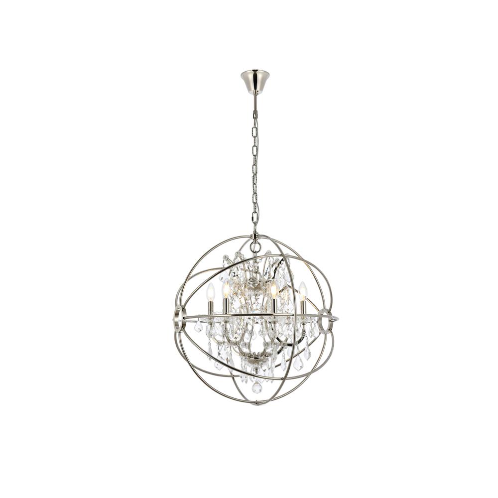 Geneva 6 light polished nickel Chandelier Clear Royal Cut crystal. Picture 1