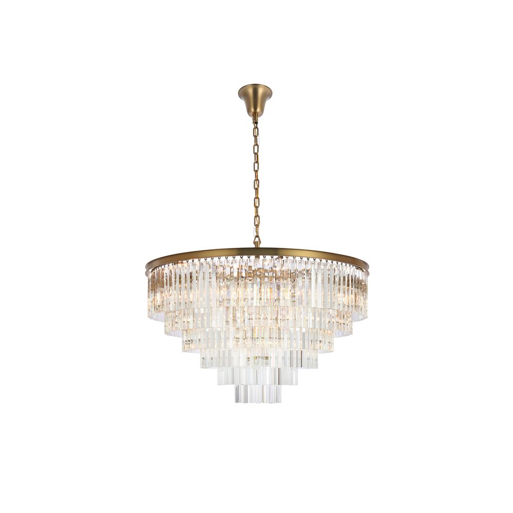 Sydney 44 inch round crystal chandelier in satin gold. Picture 1