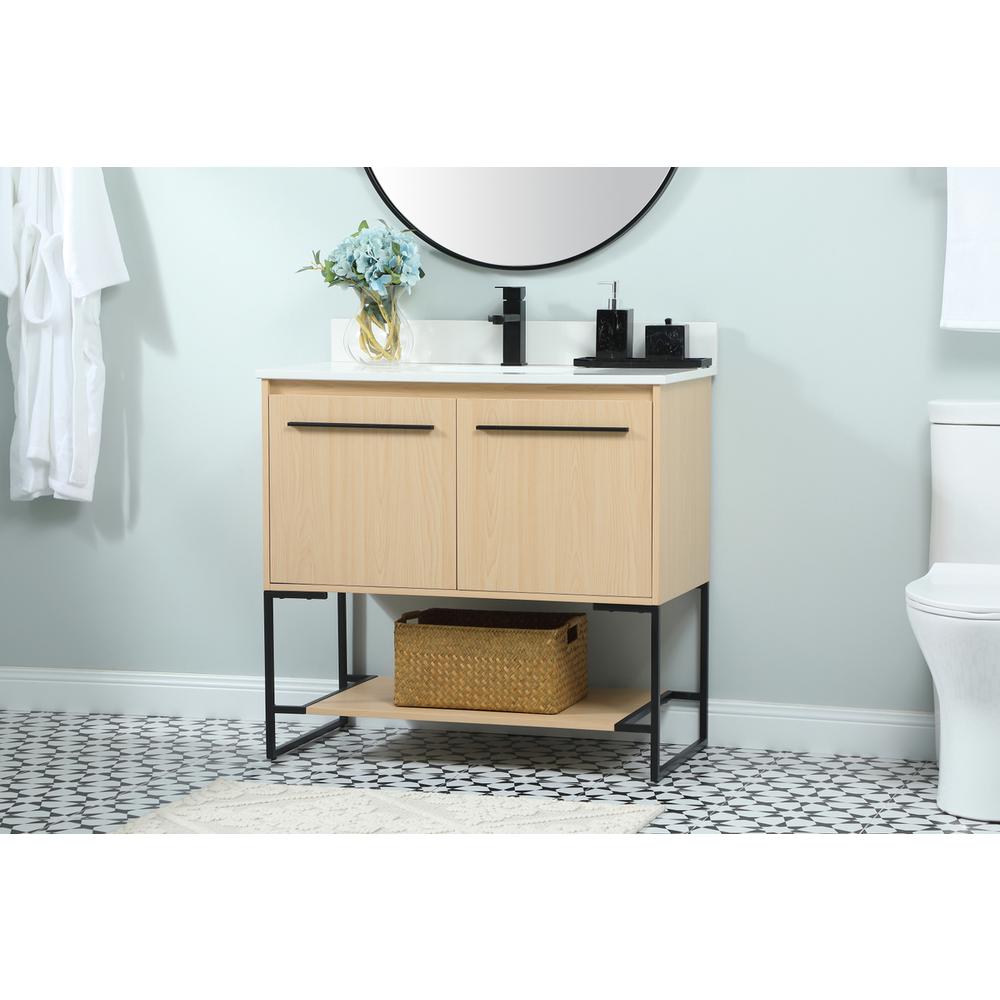 36 inch Single bathroom vanity in maple with backsplash. Picture 2