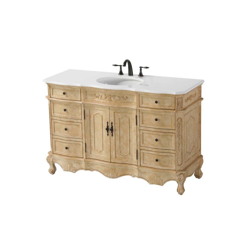 54 inch Single Bathroom Vanity in Antique Beige. Picture 1
