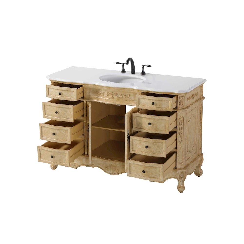 54 inch Single Bathroom Vanity in Antique Beige. Picture 2