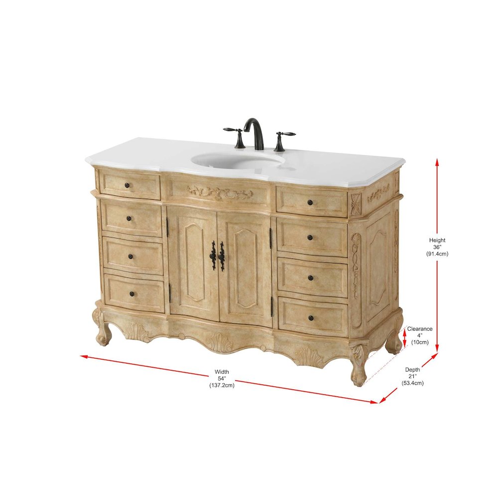 54 inch Single Bathroom Vanity in Antique Beige. Picture 8