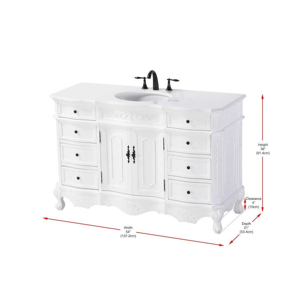 54 inch Single Bathroom Vanity in Antique white. Picture 8