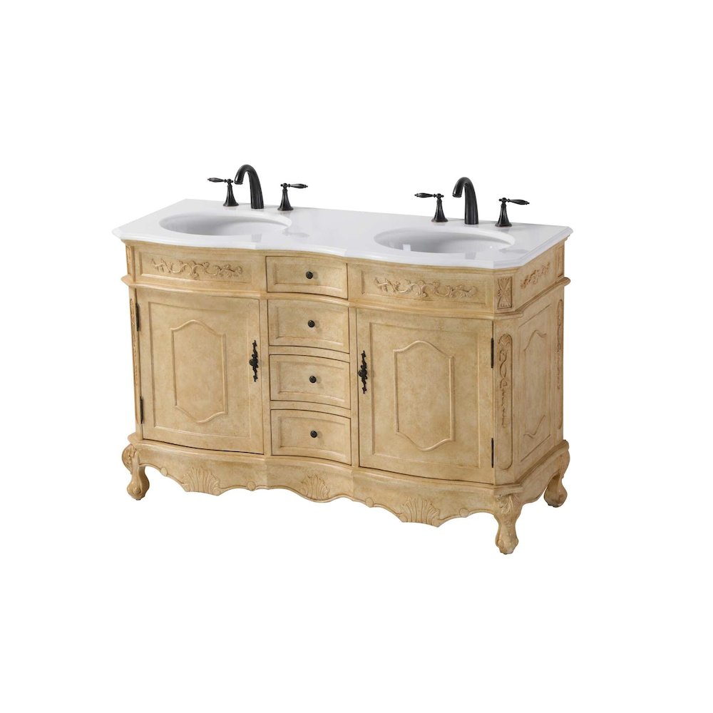 54 inch Double Bathroom Vanity in Antique Beige. Picture 1