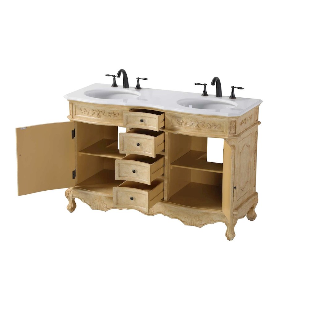 54 inch Double Bathroom Vanity in Antique Beige. Picture 2