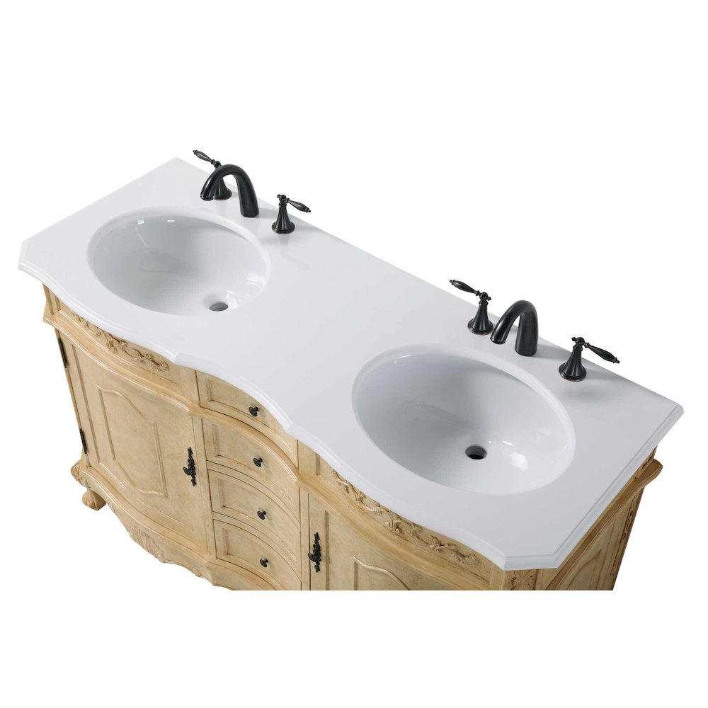 54 inch Double Bathroom Vanity in Antique Beige. Picture 3