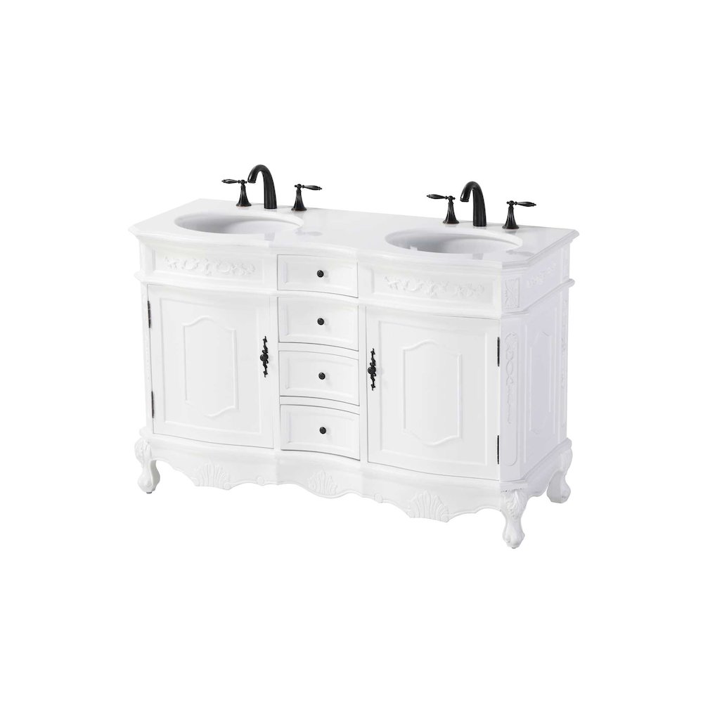 54 inch Double Bathroom Vanity in Antique white. Picture 1