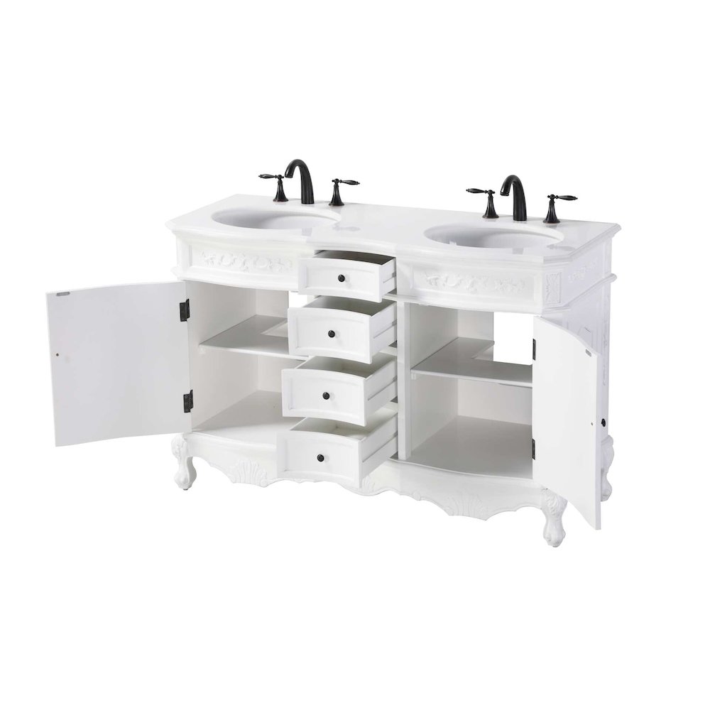 54 inch Double Bathroom Vanity in Antique white. Picture 2