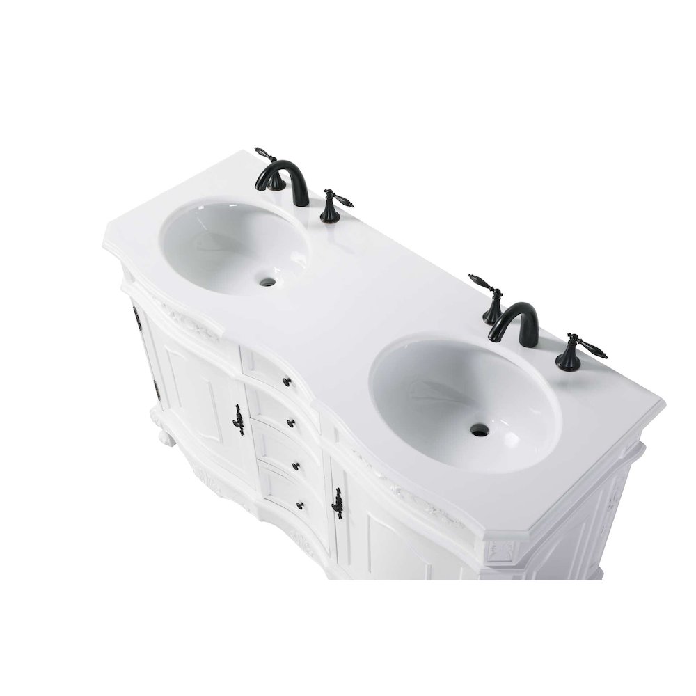 54 inch Double Bathroom Vanity in Antique white. Picture 3