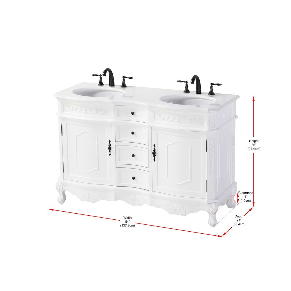 54 inch Double Bathroom Vanity in Antique white. Picture 8