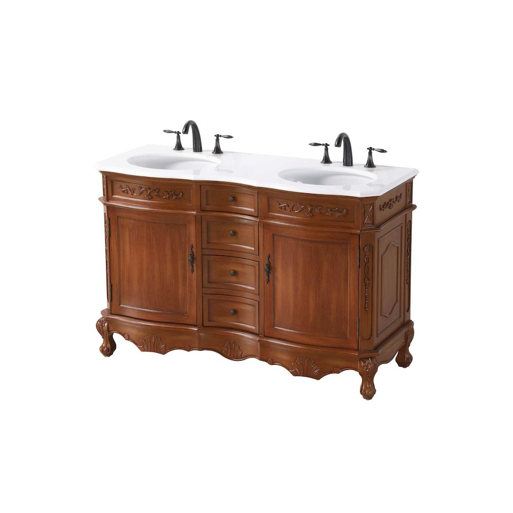 54 inch Double Bathroom Vanity in Teak. Picture 1