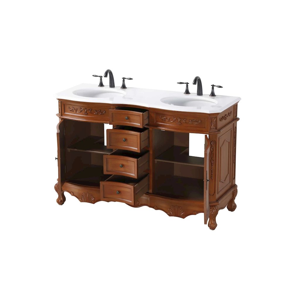 54 inch Double Bathroom Vanity in Teak. Picture 2