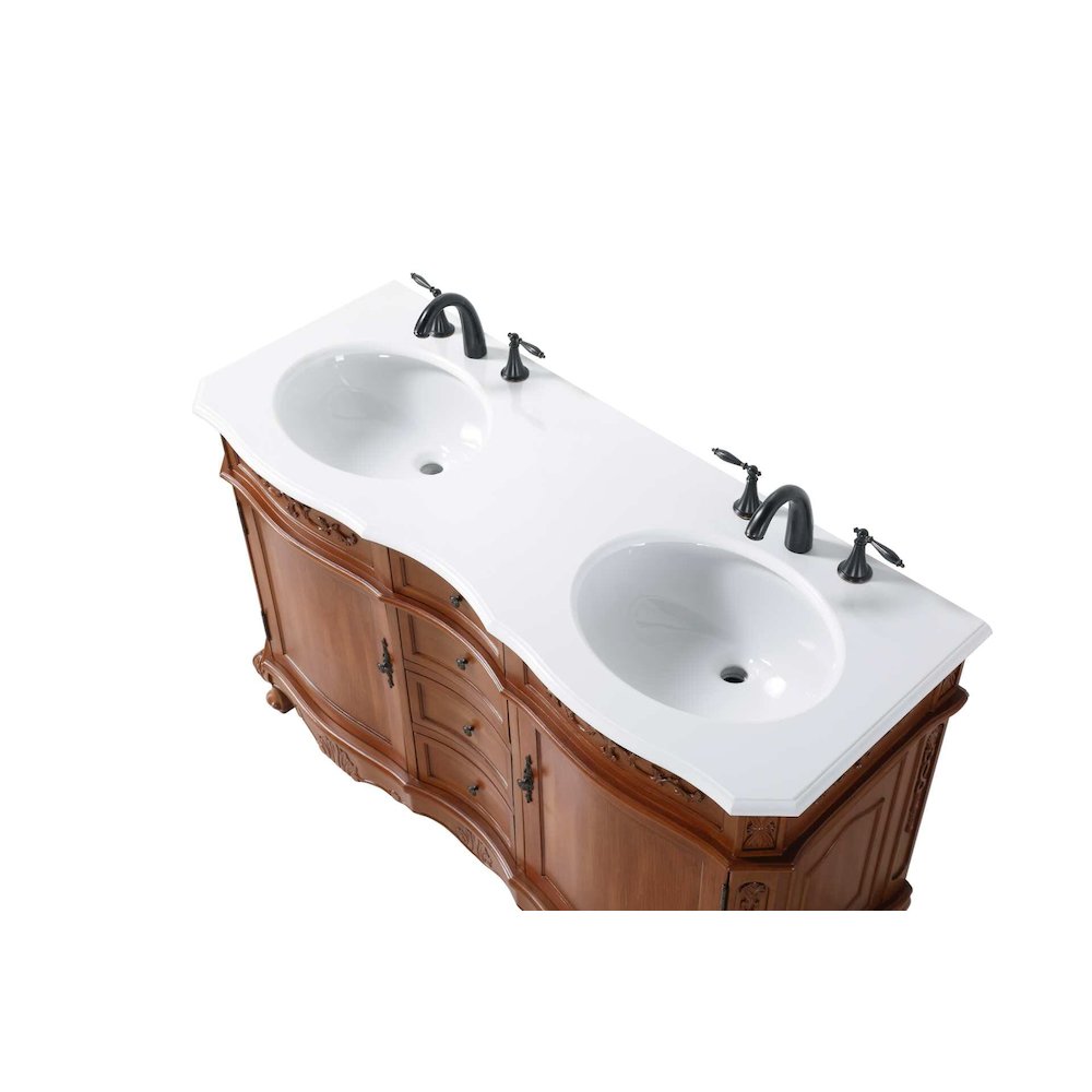 54 inch Double Bathroom Vanity in Teak. Picture 3
