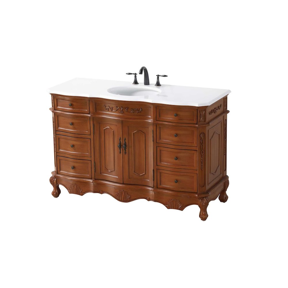 54 inch Single Bathroom Vanity in Teak. Picture 1