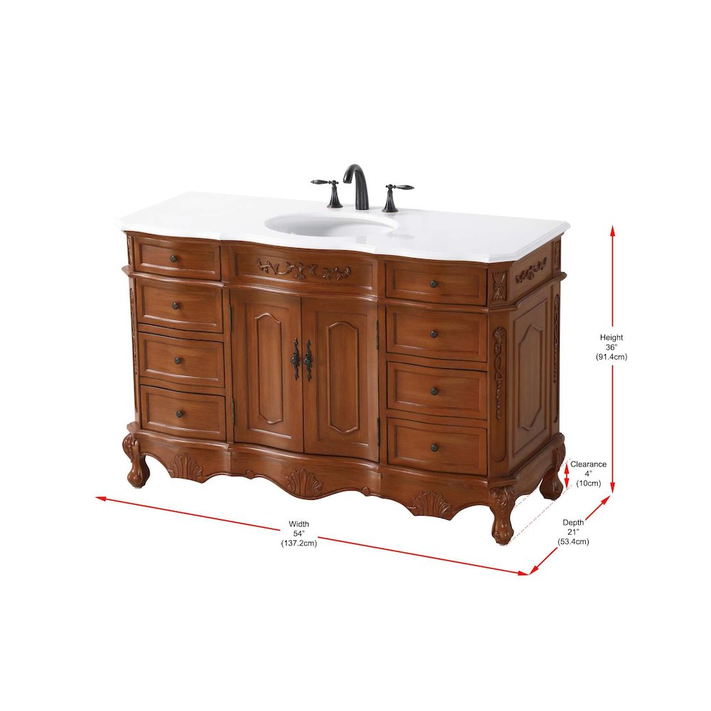 54 inch Single Bathroom Vanity in Teak. Picture 8