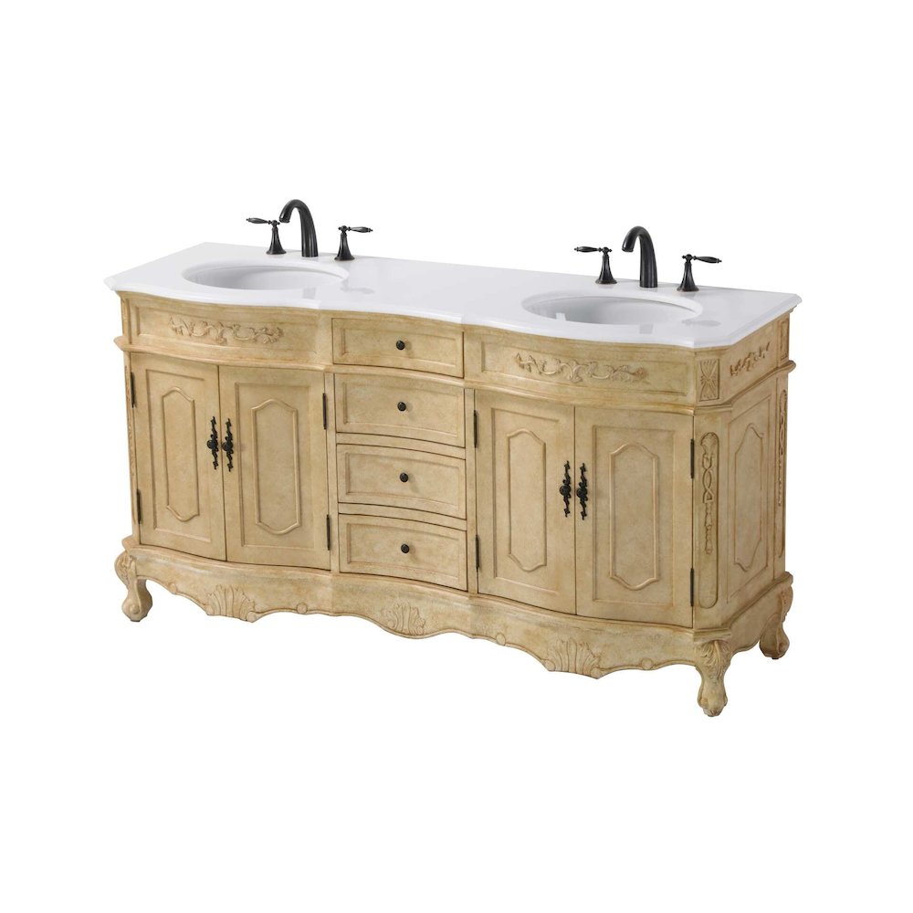 66 inch Double Bathroom Vanity in Antique Beige. Picture 1