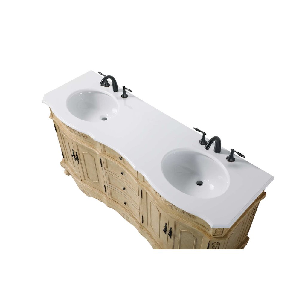 66 inch Double Bathroom Vanity in Antique Beige. Picture 3