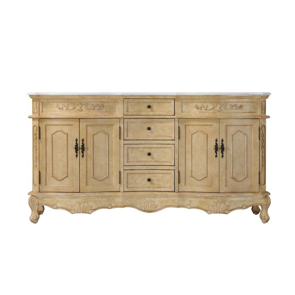 66 inch Double Bathroom Vanity in Antique Beige. Picture 9