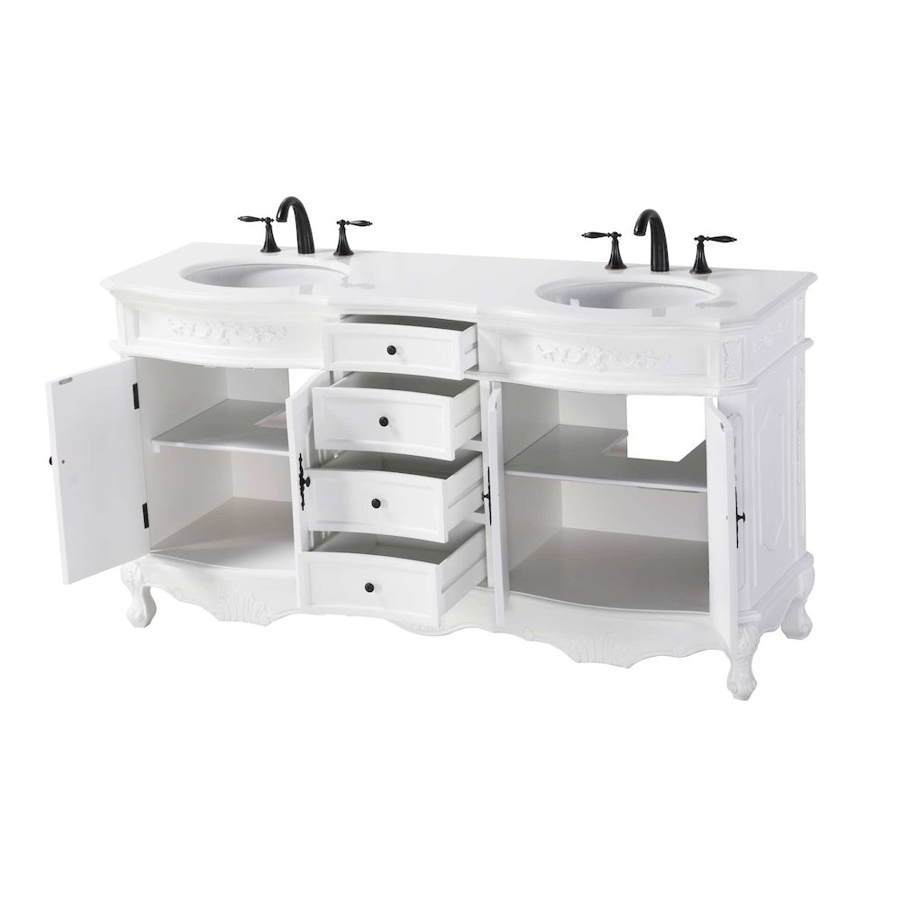 66 inch Double Bathroom Vanity in Antique white. Picture 2