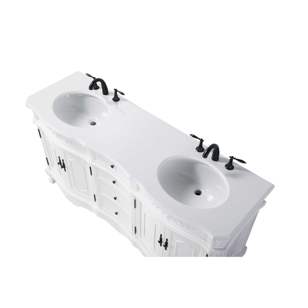 66 inch Double Bathroom Vanity in Antique white. Picture 3