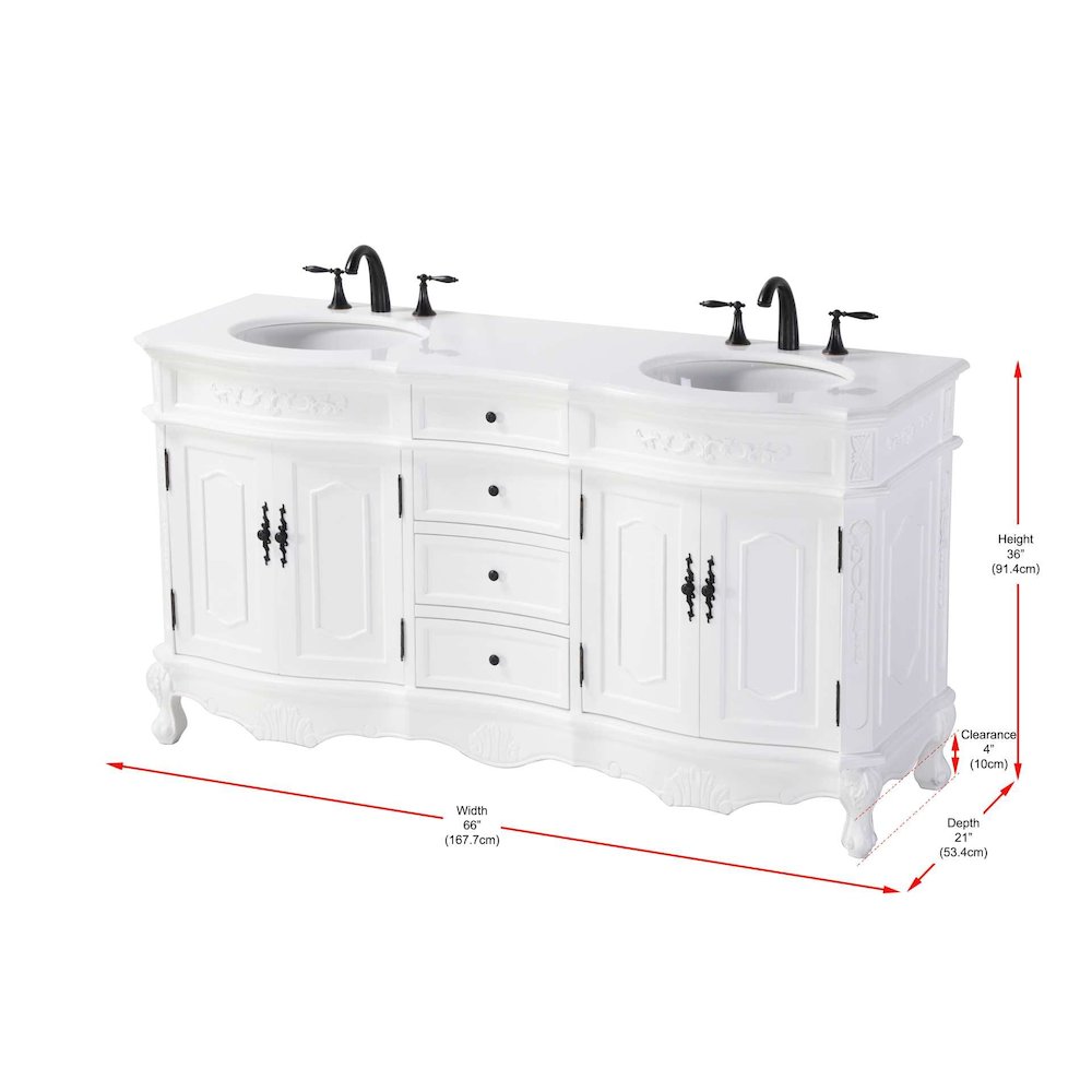 66 inch Double Bathroom Vanity in Antique white. Picture 8