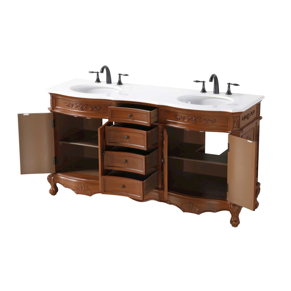 66 inch Double Bathroom Vanity in Teak. Picture 2