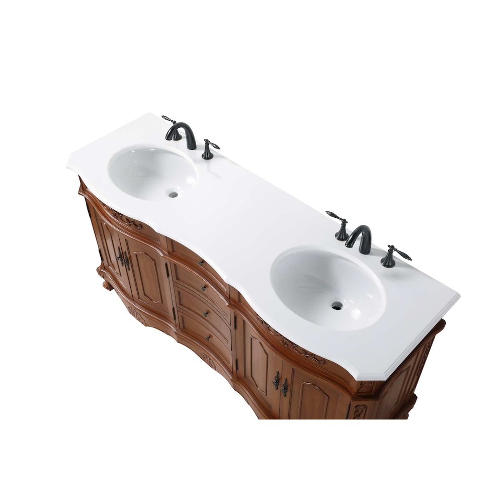 66 inch Double Bathroom Vanity in Teak. Picture 3