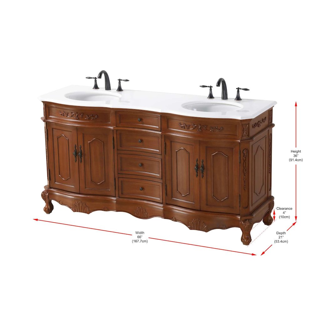 66 inch Double Bathroom Vanity in Teak. Picture 8