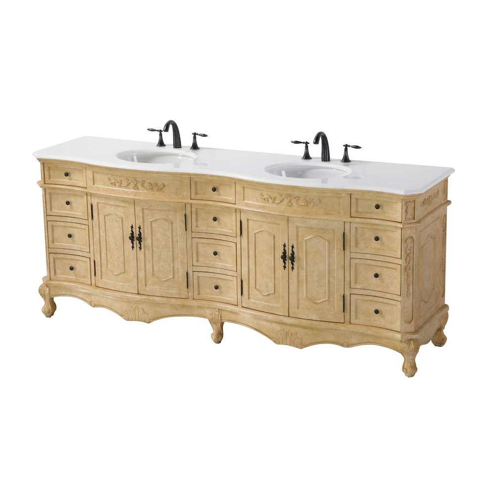 84 inch Double Bathroom Vanity in Antique Beige. Picture 1