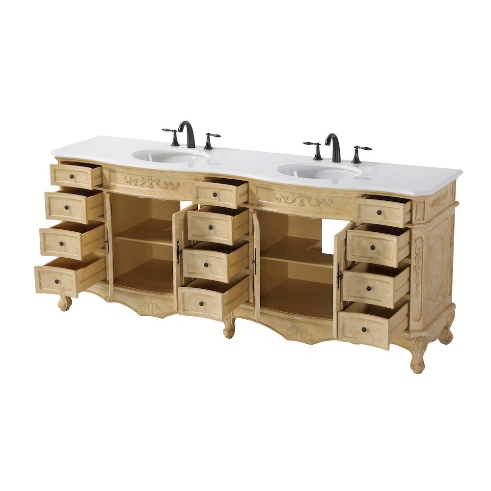 84 inch Double Bathroom Vanity in Antique Beige. Picture 2