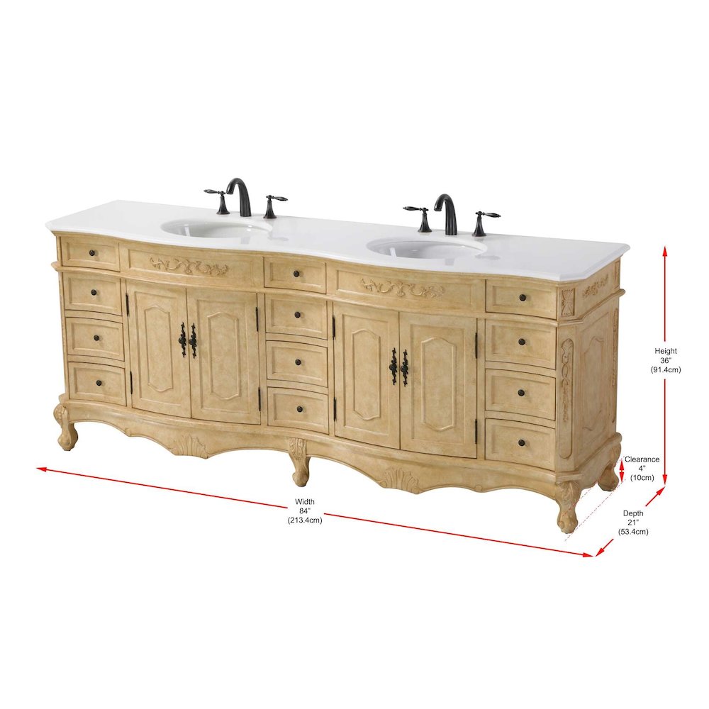 84 inch Double Bathroom Vanity in Antique Beige. Picture 8