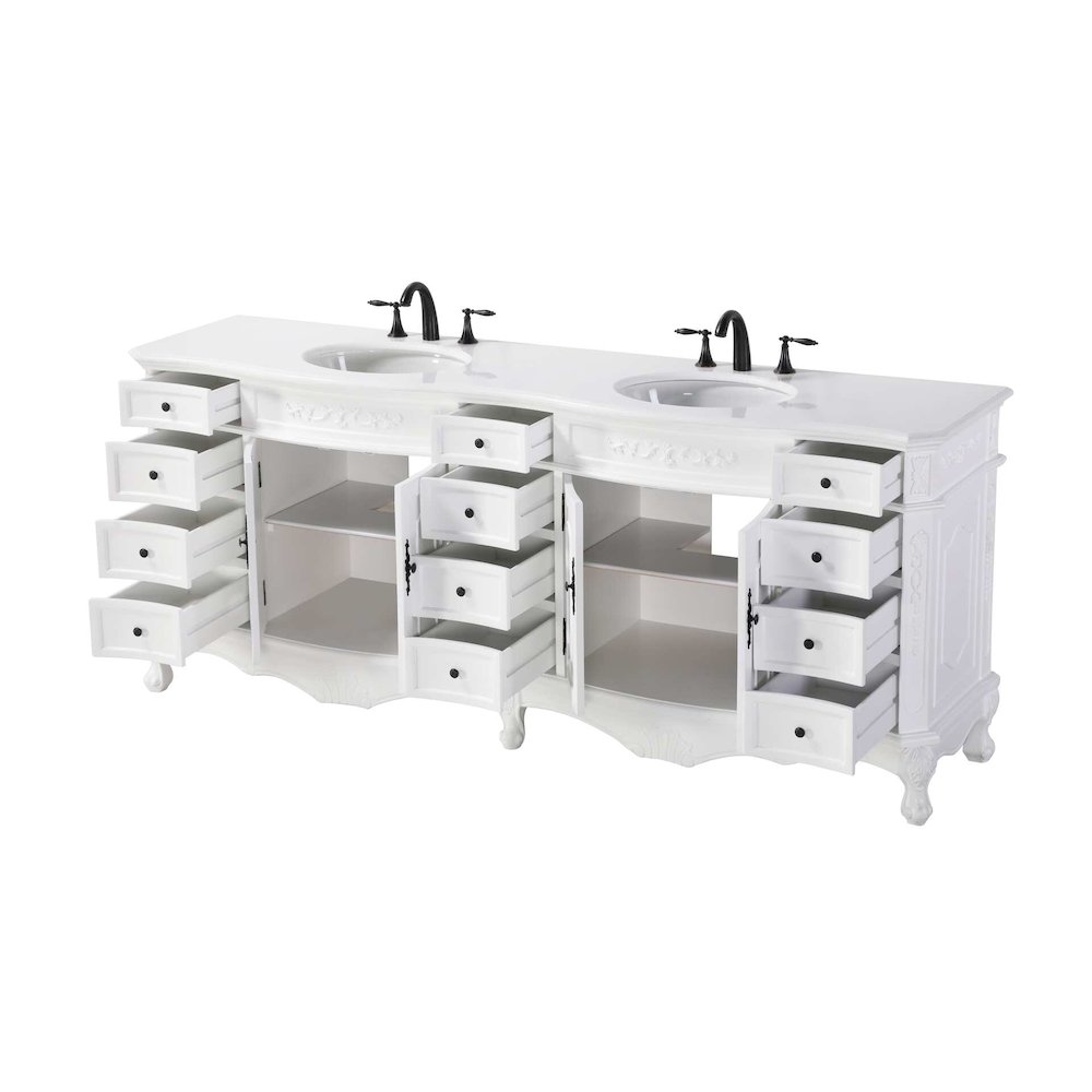 84 inch Double Bathroom Vanity in Antique white. Picture 2