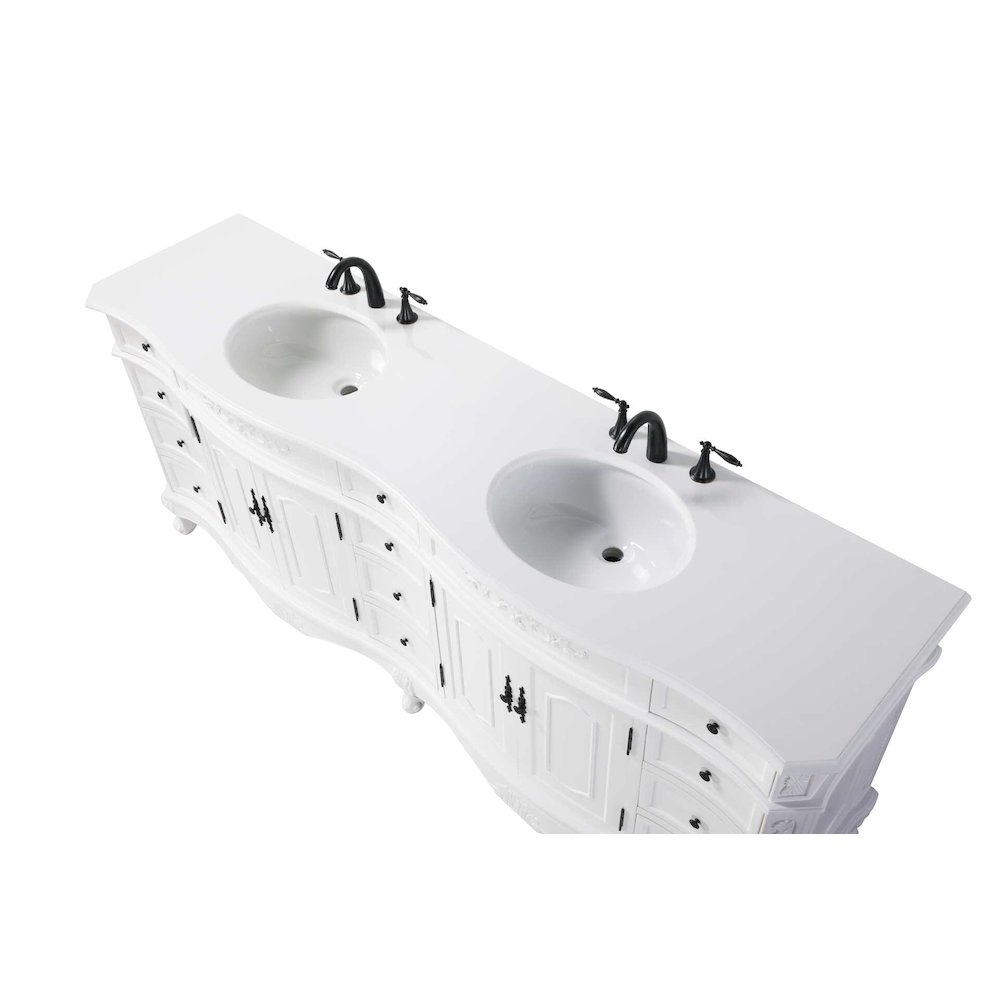84 inch Double Bathroom Vanity in Antique white. Picture 3
