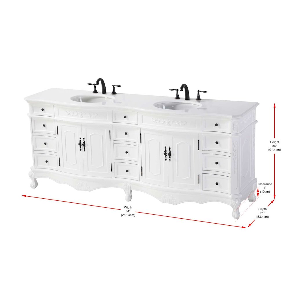 84 inch Double Bathroom Vanity in Antique white. Picture 8